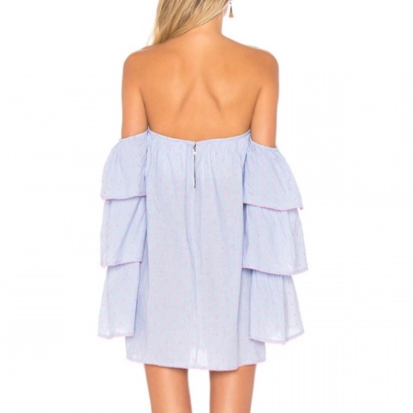 Lovers + Friends Ronita Dress in Blue Pink Dot Size Large - Picture 2 of 8